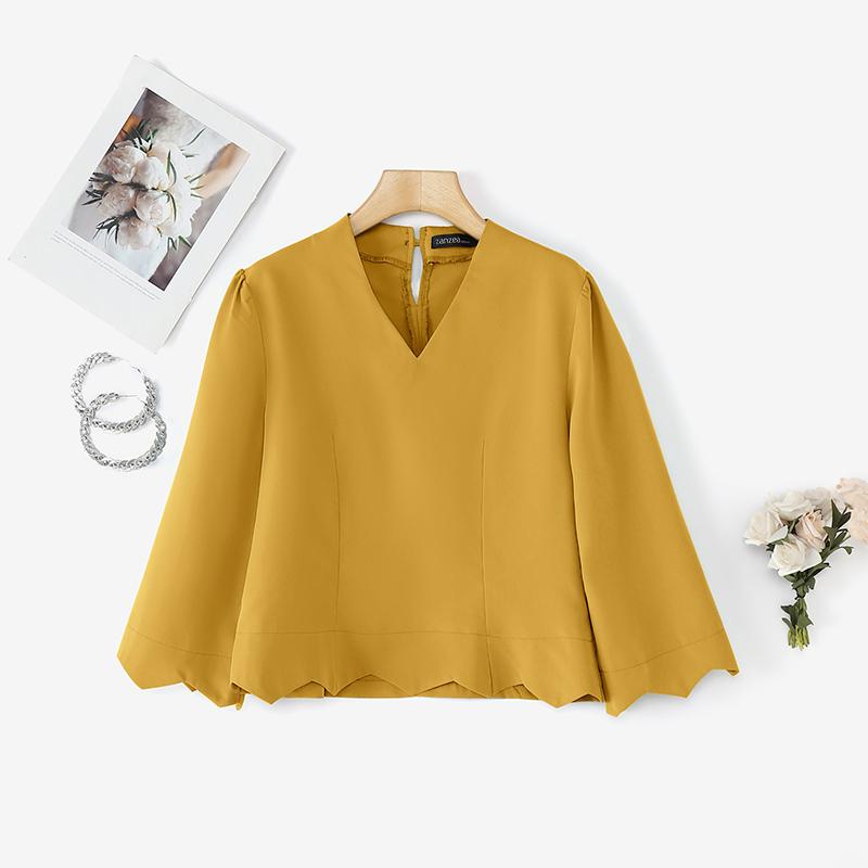 

ZANZEA Women V-neck Loose Casual 3/4 Sleeve Plain Blouse M