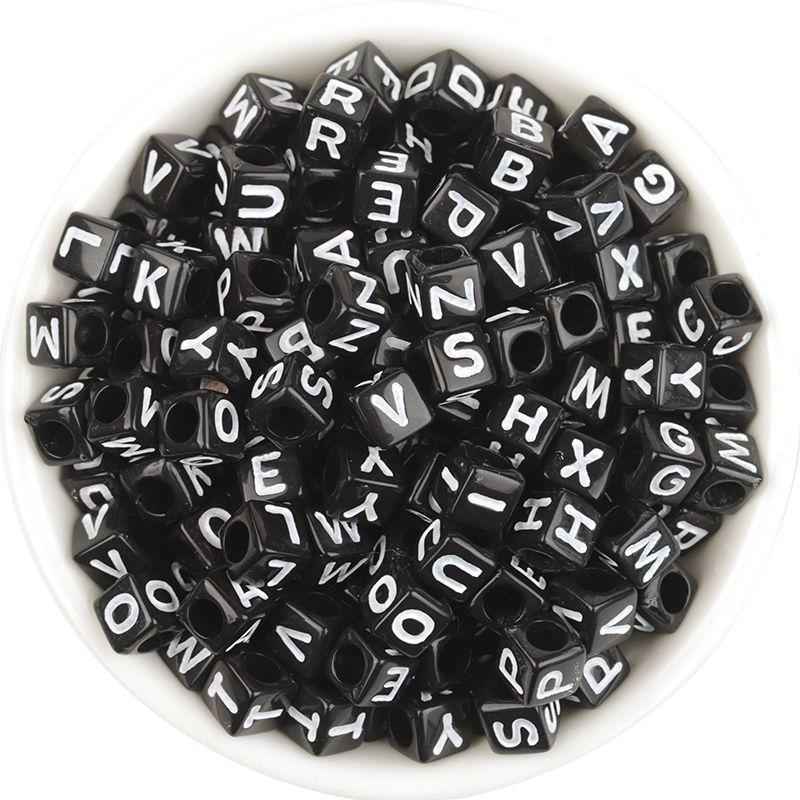 100pcs/Lot Mixed Acrylic Square Letter Beads Colored Cube Spacer Alphabet Bead for Jewelry Making DIY Charm Bracelet Accessories