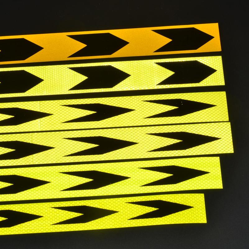 5cm*90cm Fluorescent Yellow-Black Arrow Reflective Adhesive Tape Safety Warning Waterproof Stickers High Light Reflectors Strip