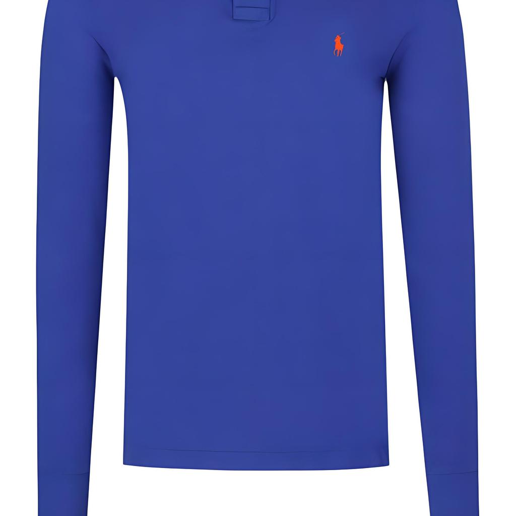 Polo Ralph Lauren Jednobarevné polo tričko s dlouhým rukávem s výšivkou poníka Pánské topy Královsky modrá MNPOKNI16820283-400
