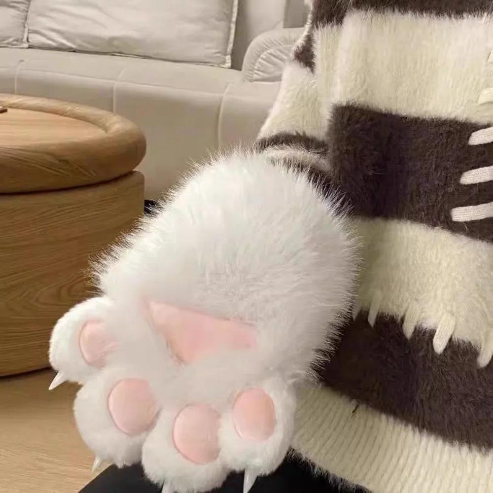 New Plush Cosplay Cat Paw Gloves Thicken Cartoon Cosplay Cat Claw Mittens Gloves Animal Squeaking Gloves Props
