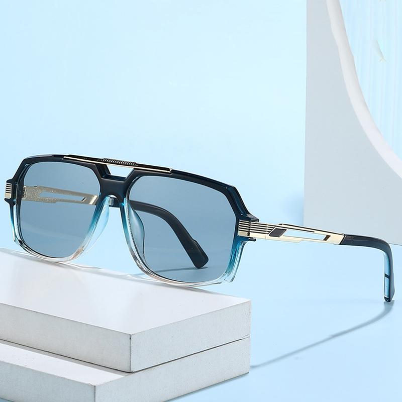  New Retro Double Bridges Square Women Sunglasses Fashion Trending Blue Gradient Shades UV400 Men Sun Glasses