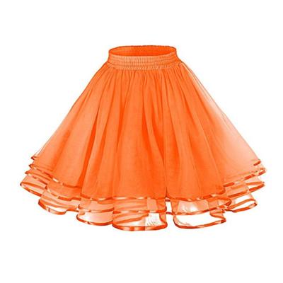 Girl Puffy Tulle Skirt Elastic High Waist Fluffy 3-Layer Tulle Petticoat Skirt Satin Lining Dress Up Skirt