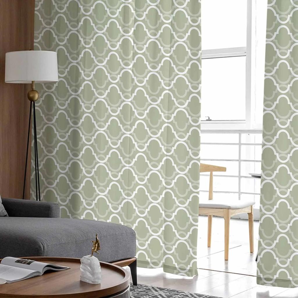 Perdele transparente cu model marocan geometric verde salvie pentru camera de zi Perdele pentru fereastră de bucătărie Dormitor Perdele din tul din voal