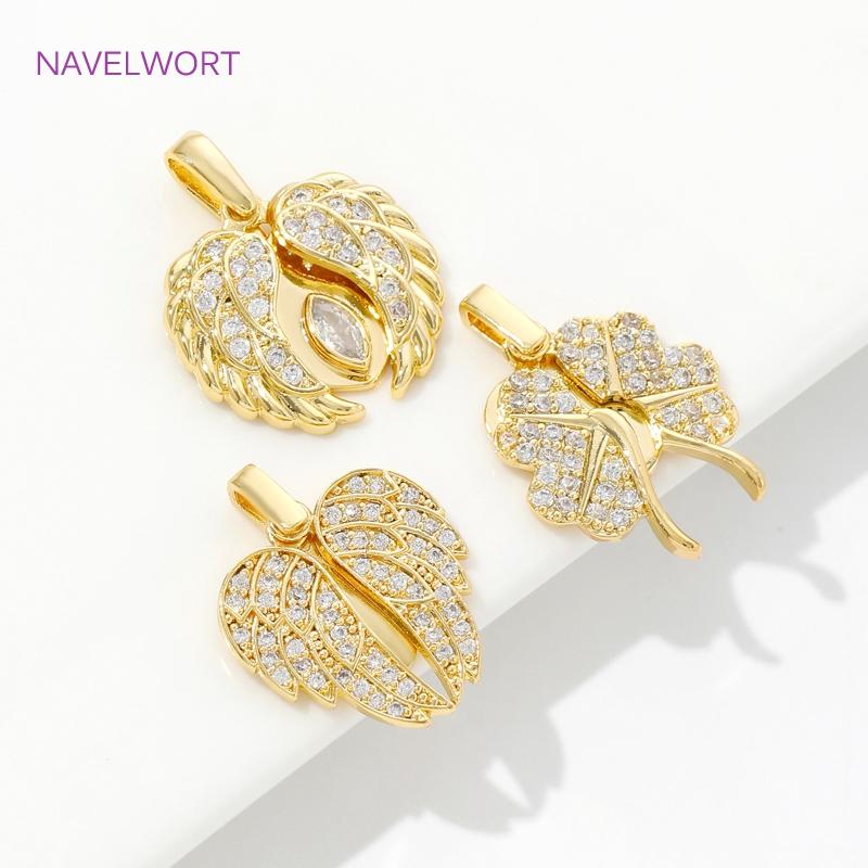 18K Gold Plated Brass Heart Wings/Bird/Dragonfly Charms Pendants For Jewelry,Decorative Pendants,DIY Necklace Making Supplies