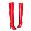 Fashion Women's Over the Knee Thigh High Boot Sexy Peep Toe Lace-up Patent White Night-club Dance Fetish Party Shoes Lady Big Size 44
