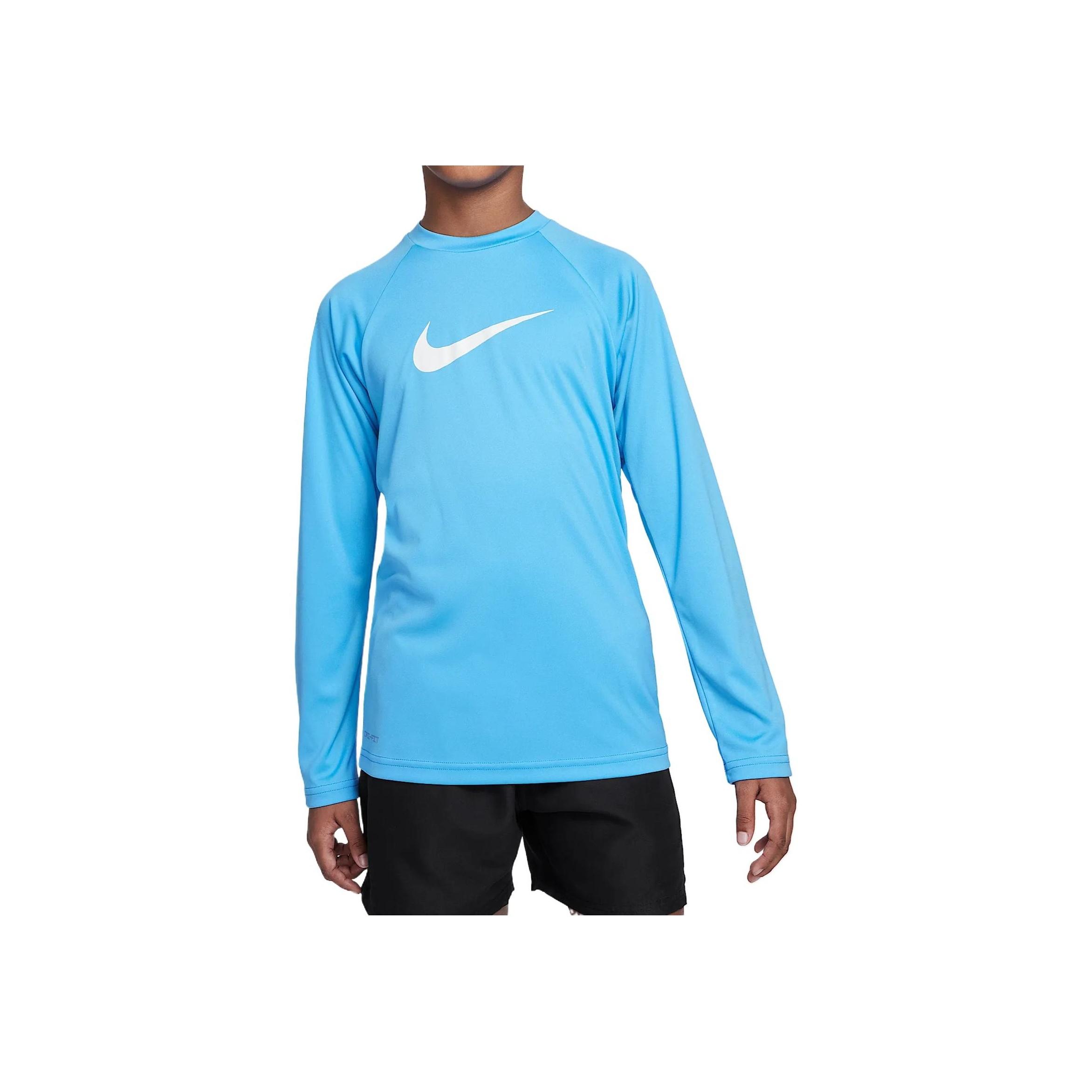 

Nike Dri-Fit Swim Solid Simple Fashion Quick-Dry Classic Long Sleeve Kids Tops University-Blue White FD3691-412 L