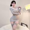 Seductive Lace Trim Bodycon Nightgown Set - Deep V, See-Through, Removable Temptation Style