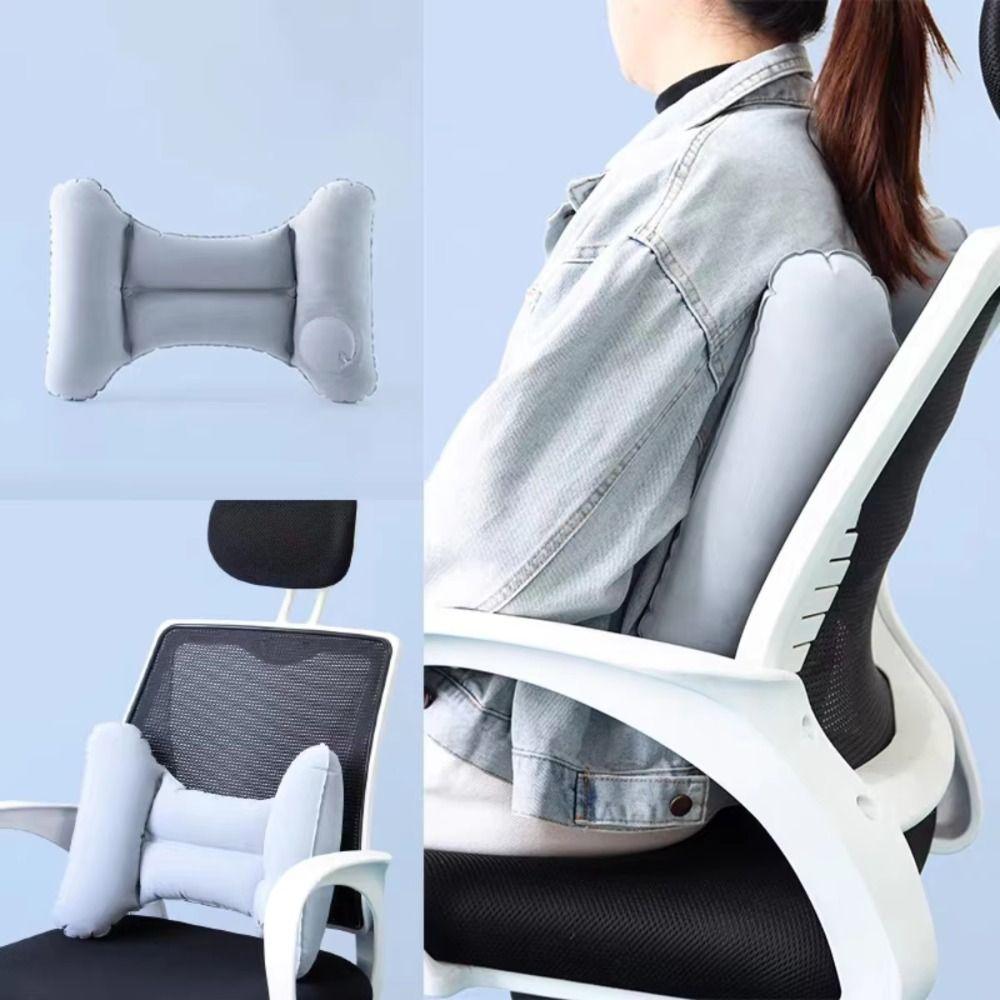 H Shape Inflatable Waist Pillow Press Type Waist Support Pad Compact Lumbar Cushion Airplane