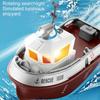 BCDYH Remote Control Boat, 2.4GHZ 1:32 Waterproof Mini Tugboat with Lights, Rechargeable Electric Toy for Kids Boys and Girls
