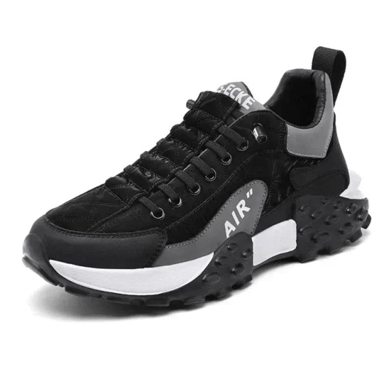 Thick Sole Mens Sneakers Fashion Man Shoe Versatile Vulcanized Shoe Lace Up Outdoor Running Shoes Anti-slip Zapatillas De Hombre