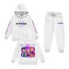 Kids' Long Sleeve Loose Pullover Letter Print Drawstring Hooded Sweatshirt Sweatpants Set