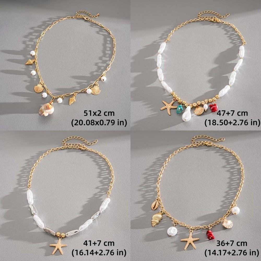 Ornaments Bohemian Shell Necklace Zinc Zinc Alloy Pearl Starfish Beach Pendant Shell Starfish Necklace Beach