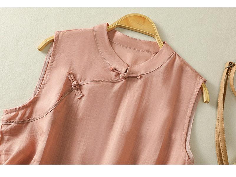 2025 Summer Women's Sleeveless Retro Button-Up Tank Top Jacket