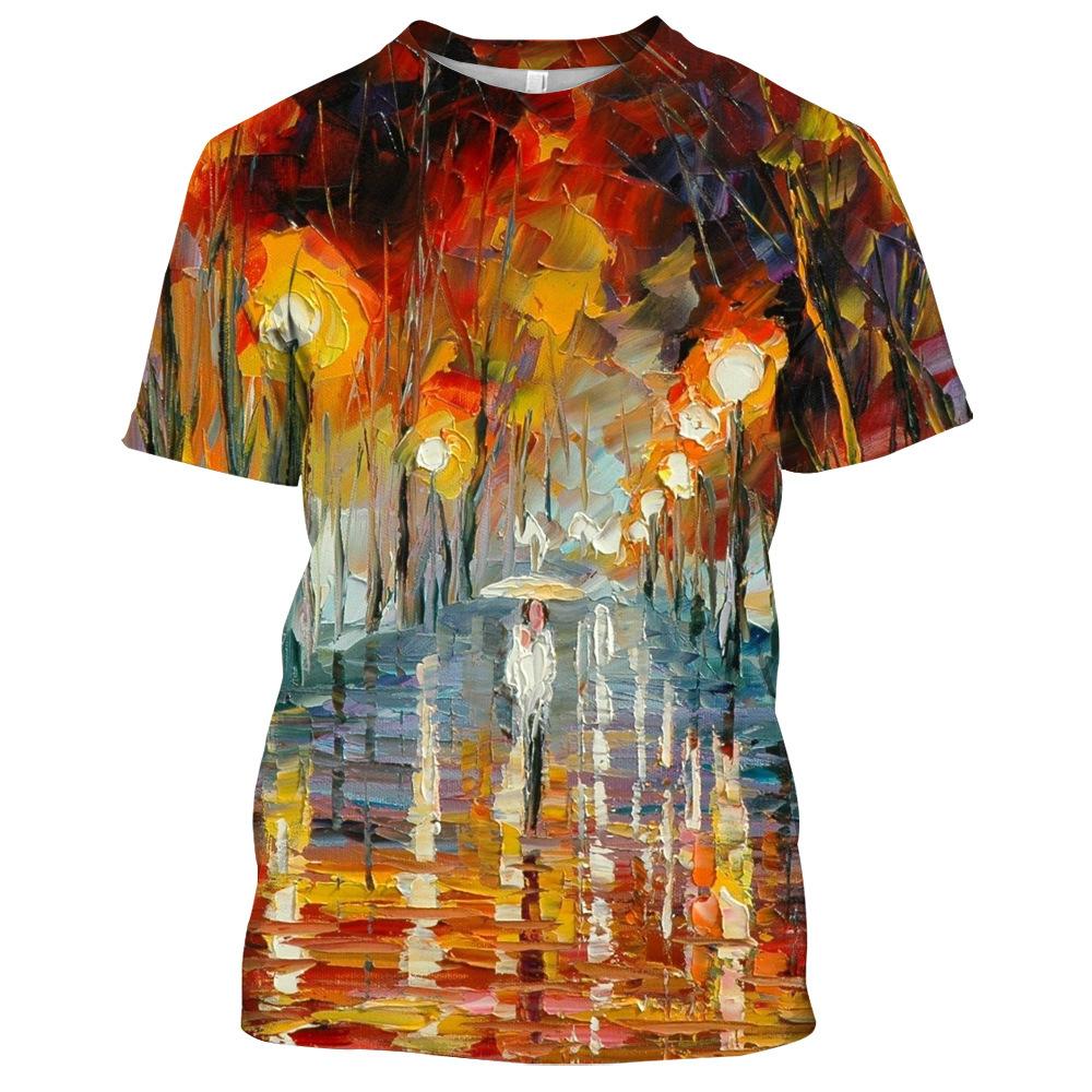 Summer Tide Fashion Doodle Picture Men T-Shirts  Casual 3D Print Tees Hip Hop Personality Round Neck Short Sleeve Tops