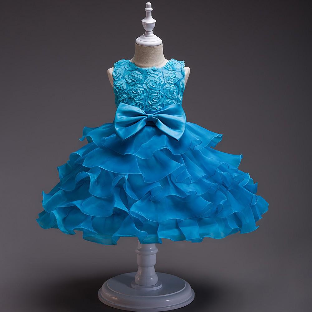 Popular European and American Flower Girl Tulle Cake Dress - Girls' Princess and First Birthday Dress