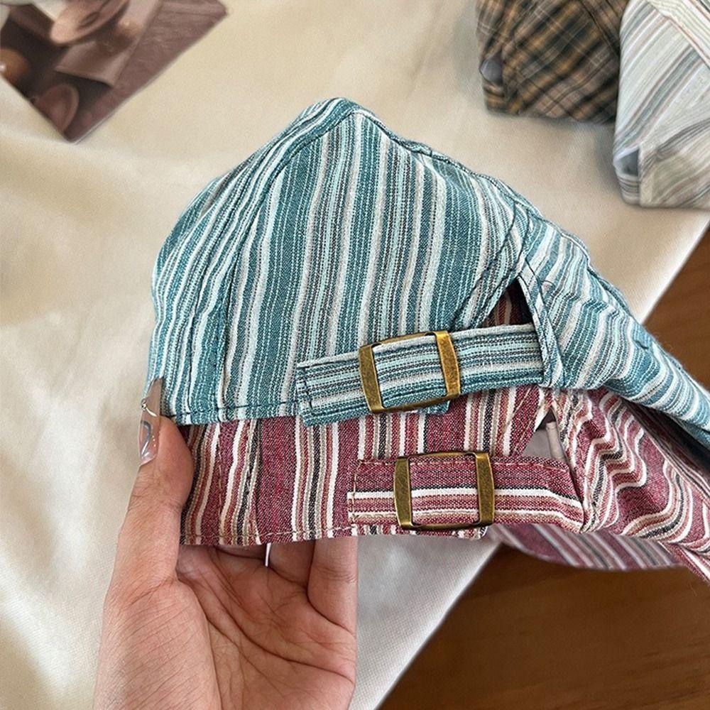 Y2k Peaked Caps Striped Painter Hat Retro Newsboy Cap  Berets