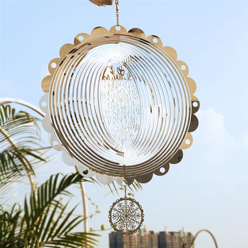M-Modern-3D Rotating Wind Chime Snowflake Decoration Wind Chimes Outdoor Hanging Decoration