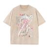 2026 Vintage Washed Black Japanese Koi Fish Samurai Sword Cherry Blossom Graphic T Shirt Bushido Kanji Retro Streetwear Oversize