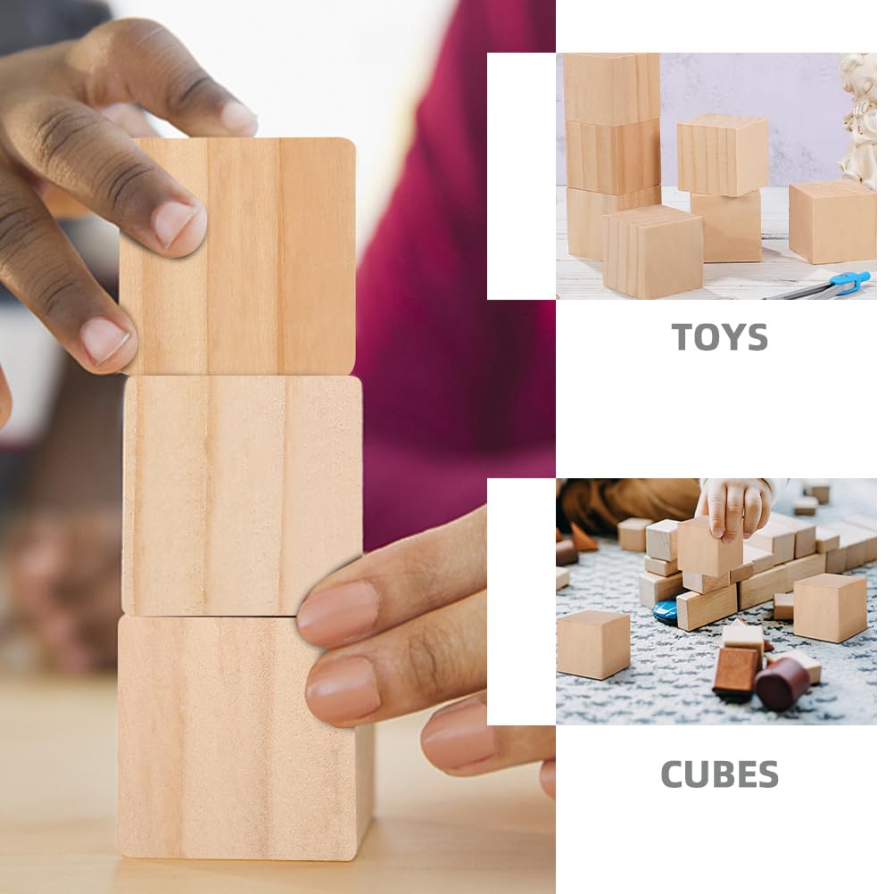 Operitacx Wooden Cubes, Set of 30, 1.2-inch x 3-cm Square, Educational Building Blocks, Natural Wood, Unpainted, Smooth to the Touch, for Kids'