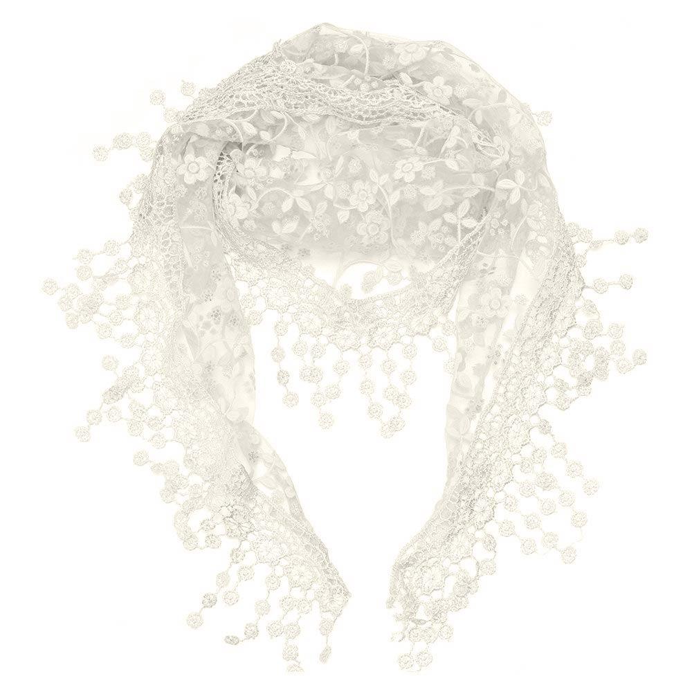 Sun Protection Sunscreen Triangle Scarf Floral Lace Hollow Out Silk Hijab Tassel Shawls Scarves