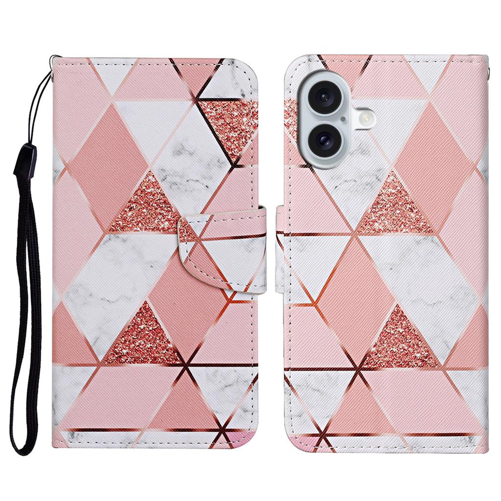 For iPhone 16 Case Pattern Printing Protective Leather Folio Phone Cover