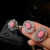 Geometric zircon pearl earrings French light luxury new earrings high-end French versatile earrings