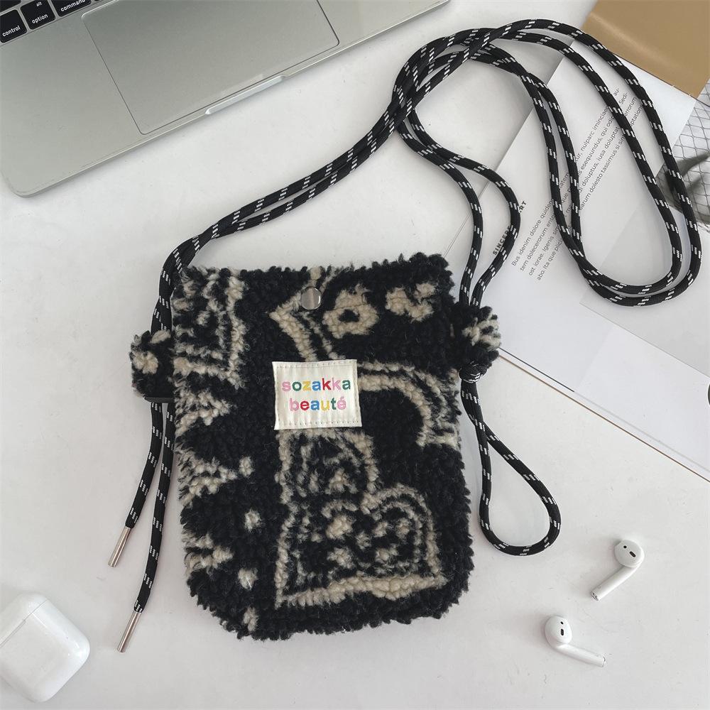 New Plush Dot Crossbody Bags for Women Cute Pink Single Shoulder Crossbody Bag Women Shopping Storage Bag Portable Phe Pouch
