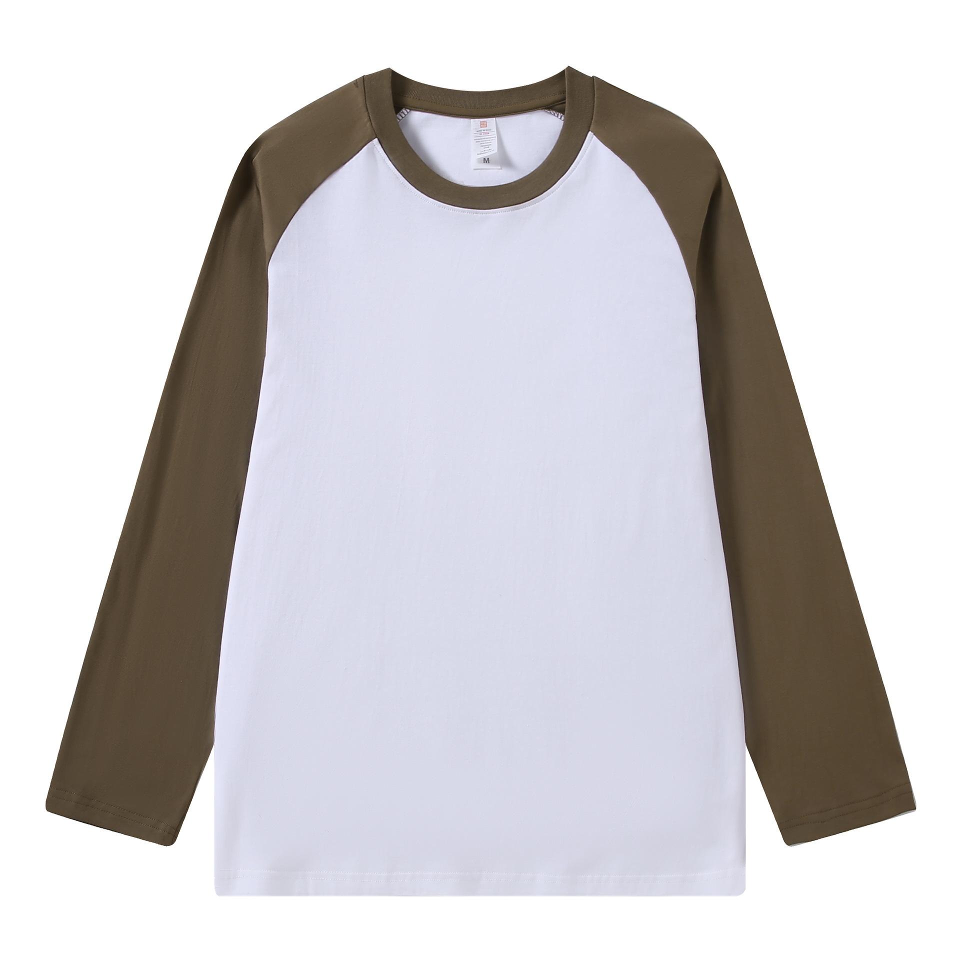 Wovey Pure Katoen Lange Mouwen Heren T-shirt Los Splicing Schouder Mouwen US Stijl Retro Basis Shirt Man T-shirt Tops T-shirts M koffie