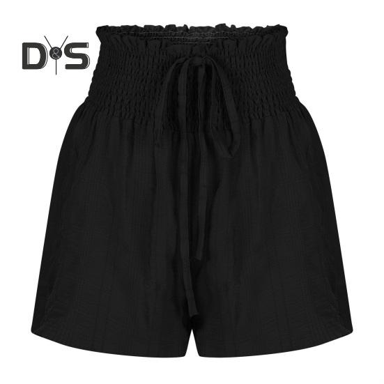 

Женские летние струящиеся шорты с эластичной резинкой и высокой талией, с оборками на шнурке, мини-юбка, шорты, повседневные плиссированные эластичные спортивные шорты 2XL чёрный