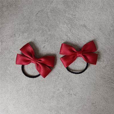 34567 Years Old Original Cute Baby Little Girl Head Rope Wine Red Glossy Mini Bow Tie Hair Loop Hair Rope Leather Band