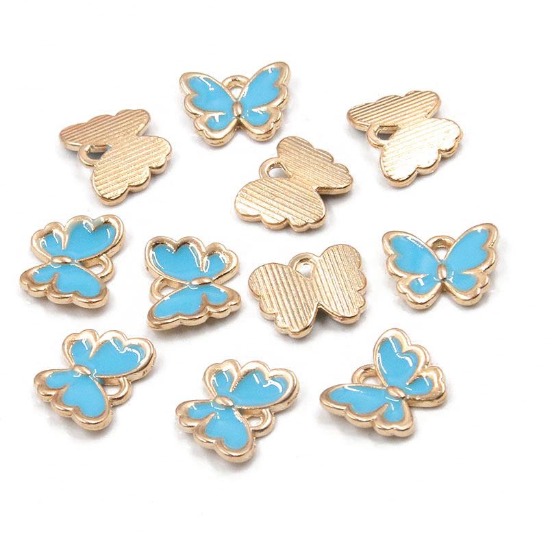 10 Colors 10*13mm KC Gold Enamel Butterfly Charms for Necklaces & Bracelets