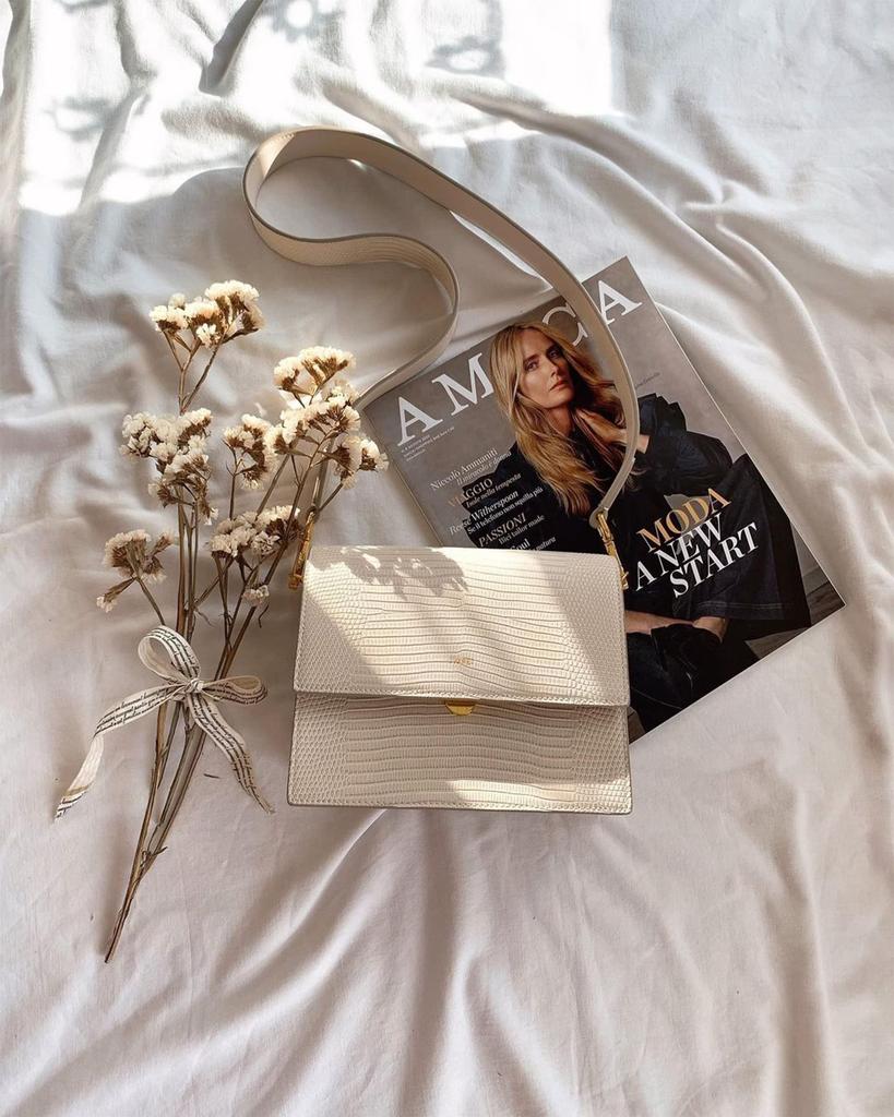 [JW PEI] Mini Flap Mini Shoulder Bag - Ivory White with Lizard Embossing