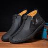 Handgenähte Spaltlederstiefel Herrenschuhe Bequeme Slip-On-Lackstiefel Arbeits-Retro-Leder-Stiefeletten für Herren Freizeitschuhe