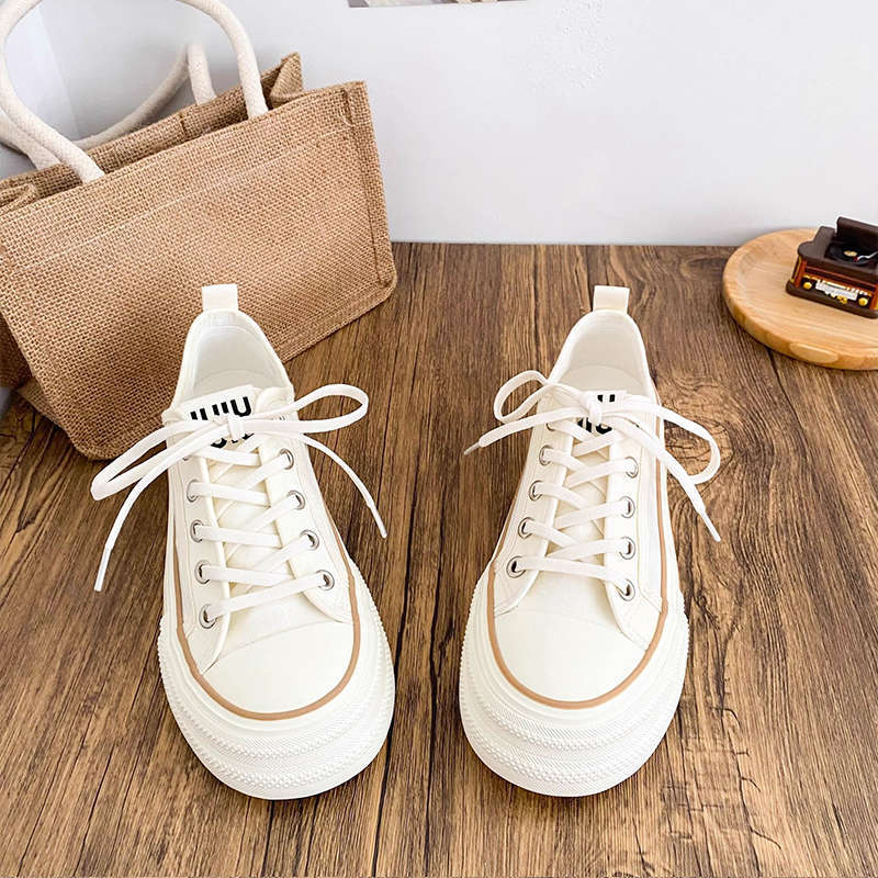 Dopamine canvas shoes women's thin spring and autumn new niche thick-soled heightening board shoes children's versatile