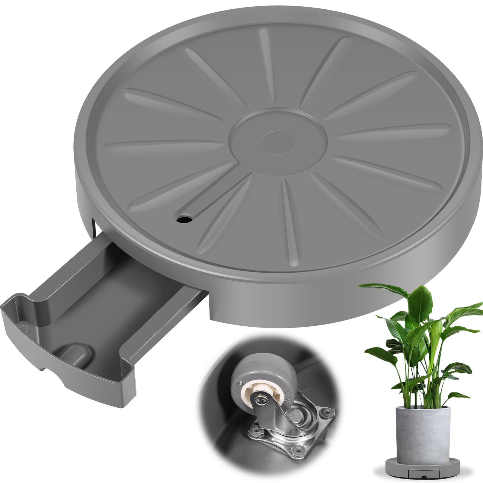 

Plant Stand with Wheels 13.2 Inch Rolling Plant Stands with Water Storage Frosted Round Plant Dolly 360° Casters Loading Daily серый