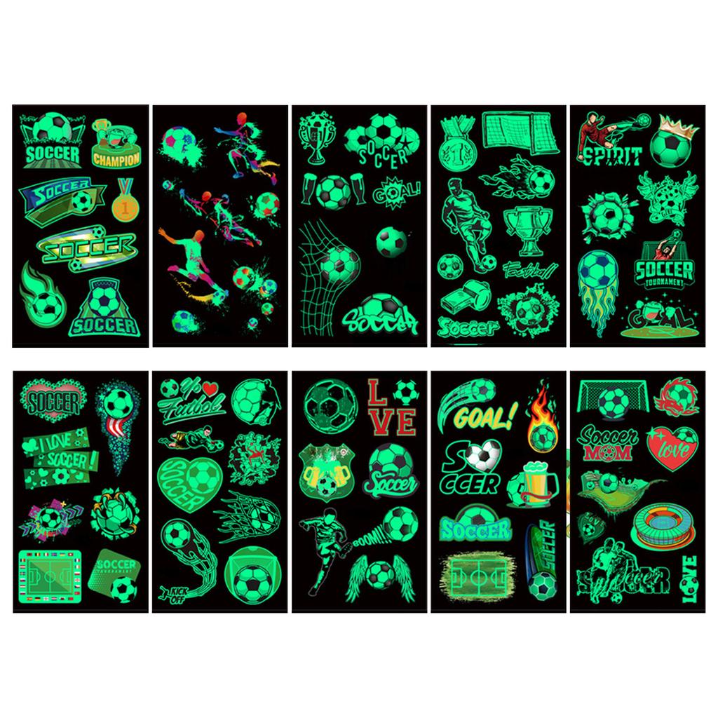 Glow In The Dark Football Stickers, Temporary Face Stickers For Fan Parties