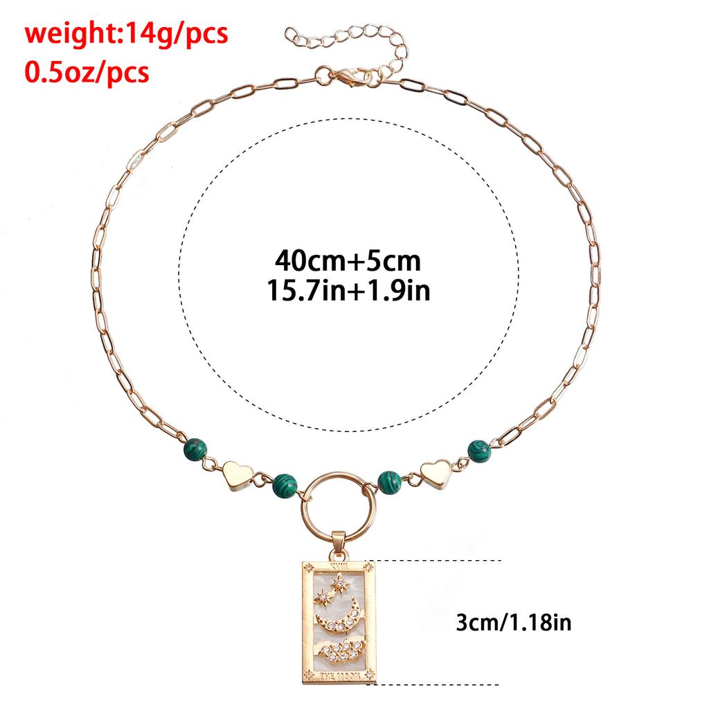 European and American ins retro popular hot-selling pendant jewelry, simple love rectangular tarot necklace sweater chain