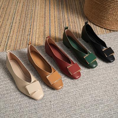 Fashion 2024 New Small Square Head Thick Heel Casual Flat Shoes Shallow Mouth Low Heel Fashion Versatile Women's Single Mary Jane Shoes
