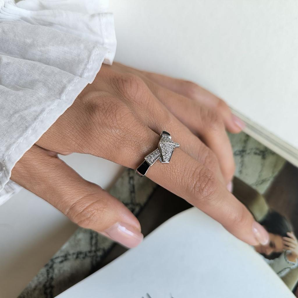 Silberring mit Zirkonia, Emaille, Artikelgewicht 3,83 g (2192725)