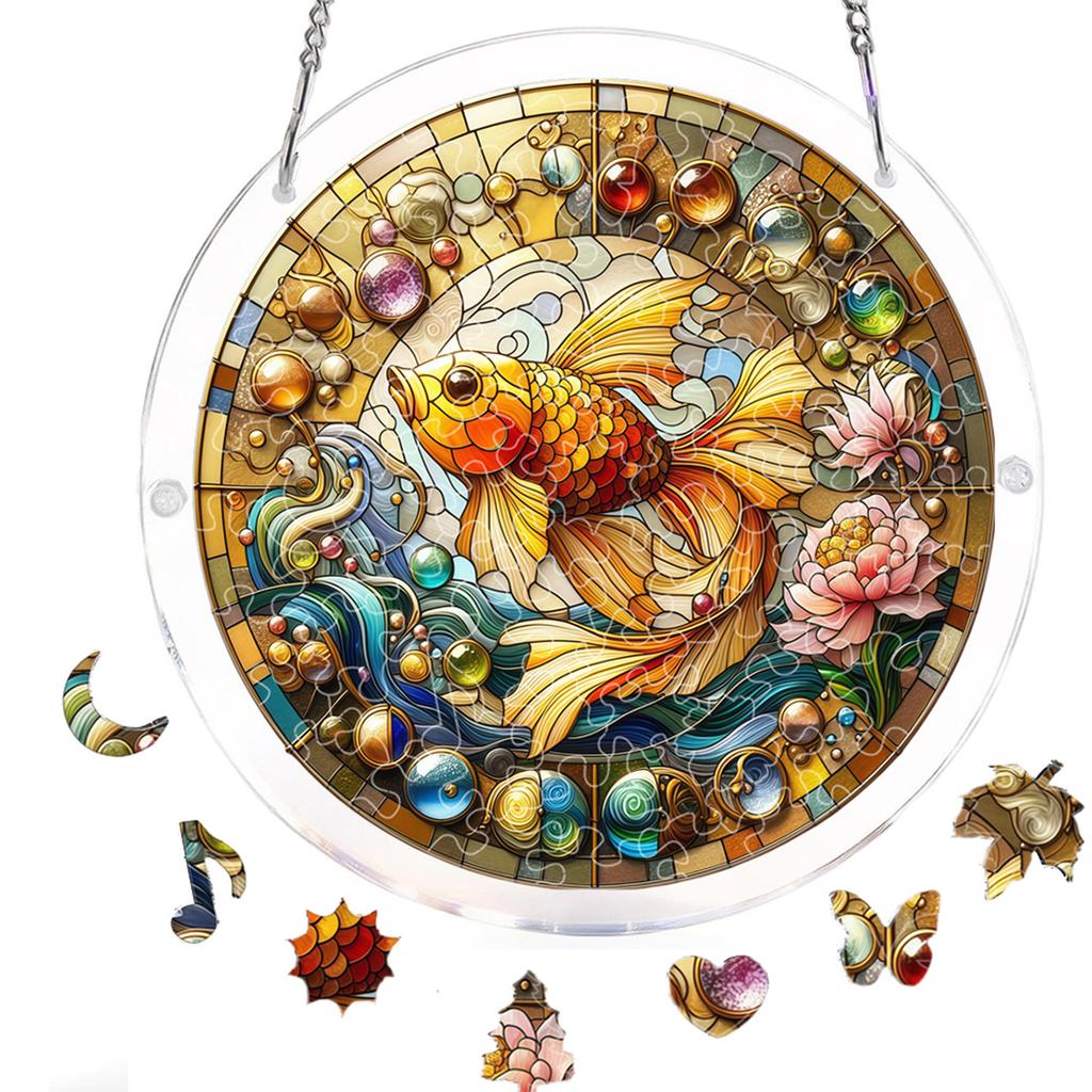 Acrylic Puzzle Window Hanging with Hanging Chain Elegant Suncatcher Kit Non-Fading UV Print Window Ornament for Room Wall Art