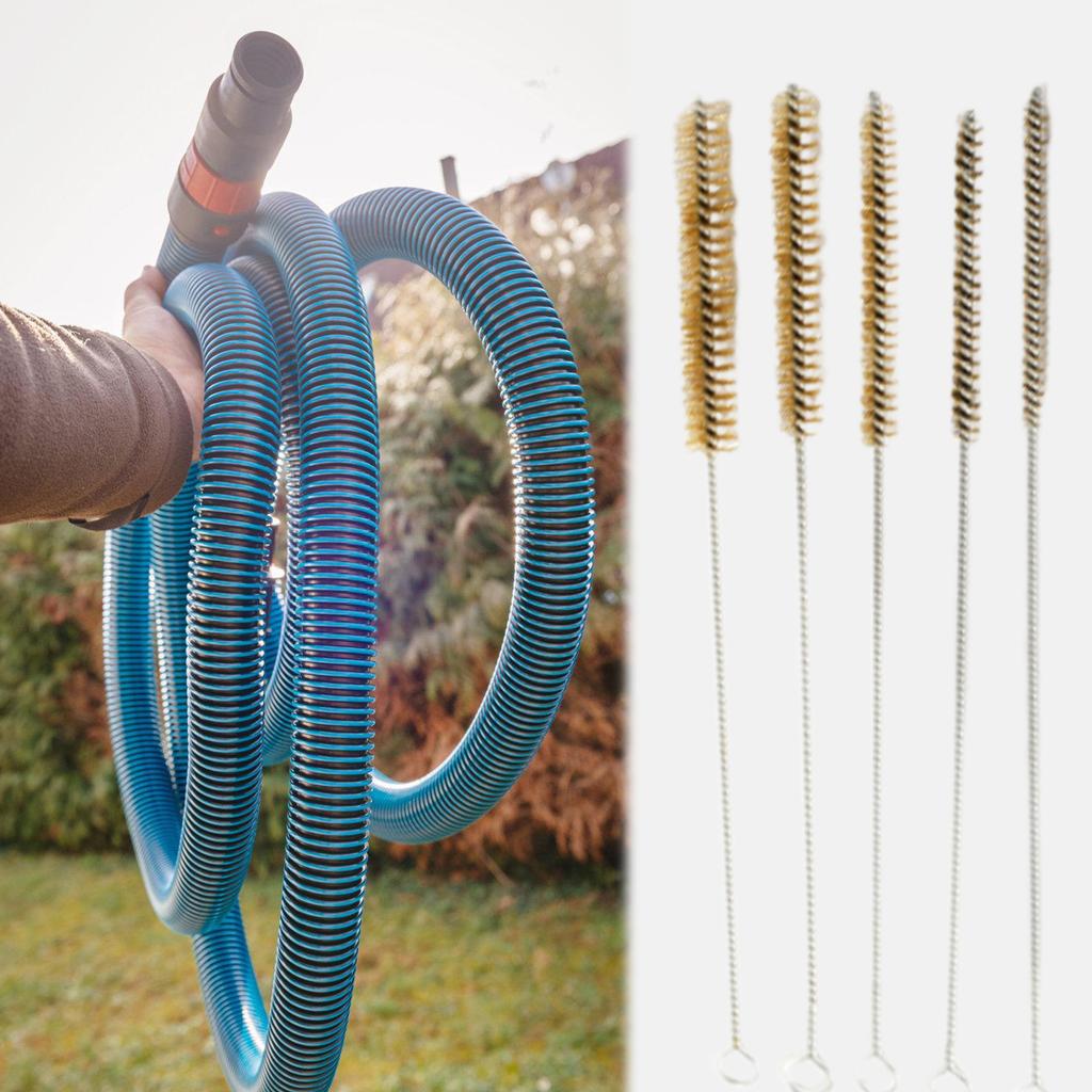 5Piece Brass Pipe Cleaning Brush Set Long Handle Brass Wire Brushes for Tube Cylinder Bore Cleaning 6 15mm