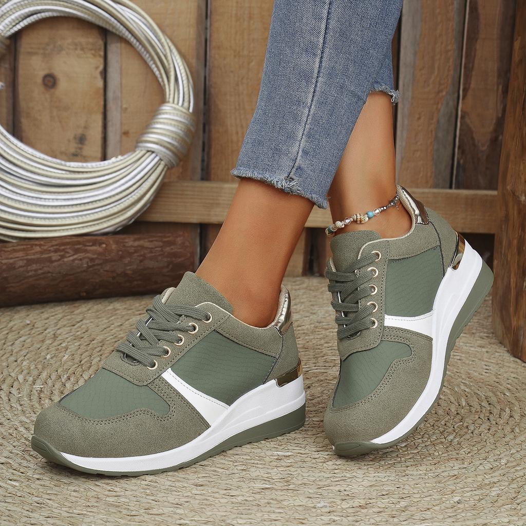 Fashion Women's Fashion Chunky Sneakers Lace Up Platform Casual Sports Shoes Woman Lightweight Non Slip Wedges Walking Shoes Plus Size