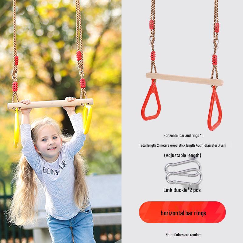 Children's Outdoor Sensory Integration Rope Ladder and Swing Set with Climbing Rings