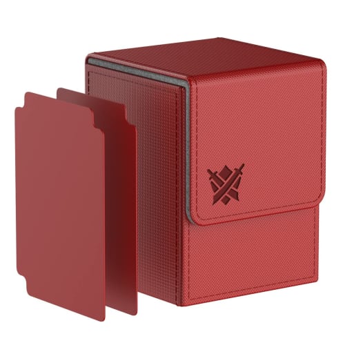 

ULTRGEE Deck Box for MTG Cards, Magnetic Card Box with One Holder and Two Dividers, Large Trading Card Case, Fits up to 110 Cards - Shield Design (Red