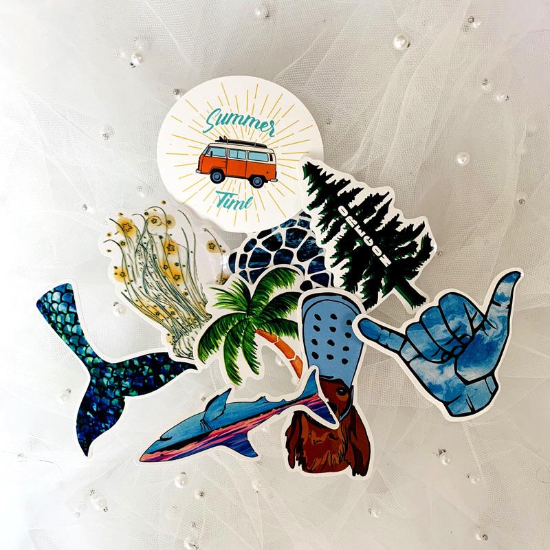 50Pc Waves Beach Surfing Stickers Same Cute Stickers Vtuber Luggage Stickers Mug Stickers Notebook Decoration Stickers