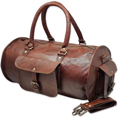Borsa Duffle in Pelle da Viaggio Bagaglio a Mano per Pernottamento Palestra Weekender Borsa Marrone Vintage