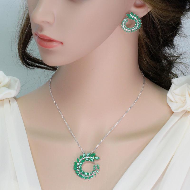 Earrings Pendant Set Chain, Temperament Celebrity Branch Zircon Necklace Earring Set