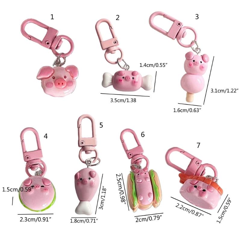 Pig Pendant Alloy Acrylic Material Long Lasting Use Animal Keychain for Bag