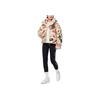 Li Ning Sports Trend Series All Over Pattern Embroidered Stand Collar Long Sleeve Down Jacket Women Outerwear Off-White AYMS090-3